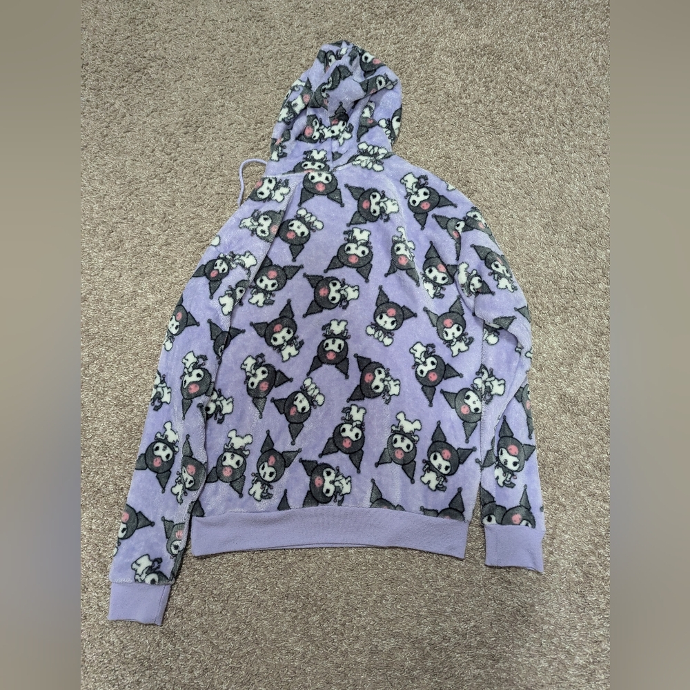 Sanrio Kuromi Plush Hoodie Cozy Sherpa Small Hello Kitty - Picture 2 of 5